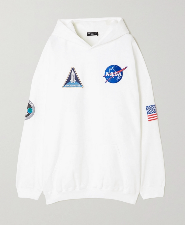 BALENCIAGA Space Oversized appliquéd cotton-jersey Hoodie