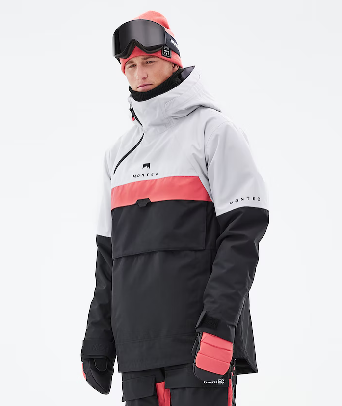 Montec Dune 2021 Men's Snowboard Jacket Light Grey/Coral/Black - Large