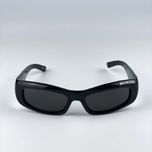 Balenciaga BB0266S 001 Black Grey Rectangle Unisex Sunglasses